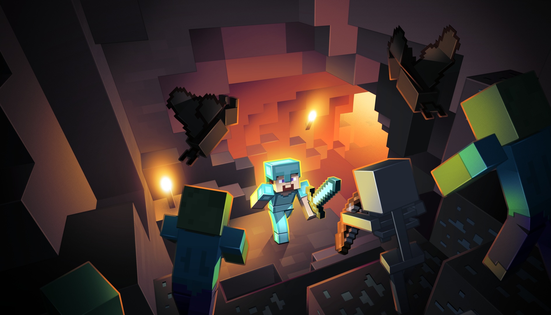 Mobs atacando a Steve